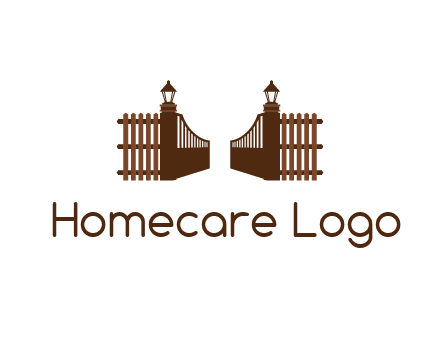 opening gate with lamps and fences