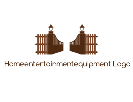 opening gate with lamps and fences