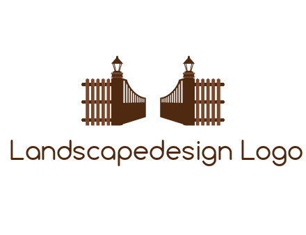 opening gate with lamps and fences