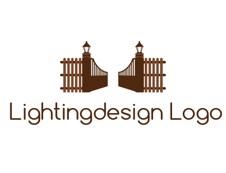 opening gate with lamps and fences