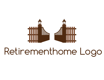 opening gate with lamps and fences