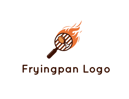 BBQ leg piece in magnifying glass with flame