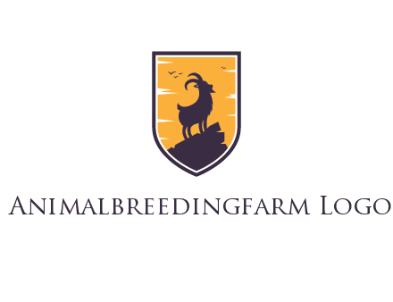 mountain goat on cliff in shield