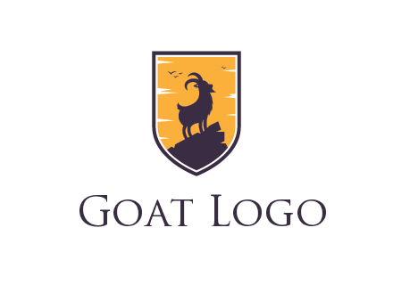 mountain goat on cliff in shield