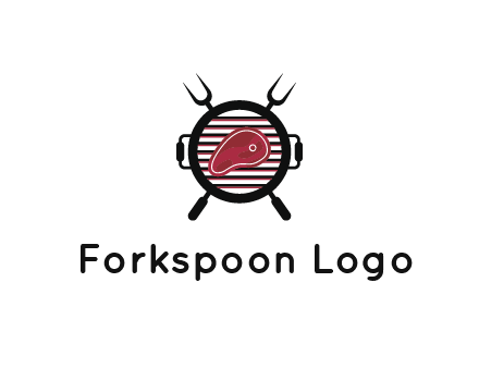 forks behind steak on grill