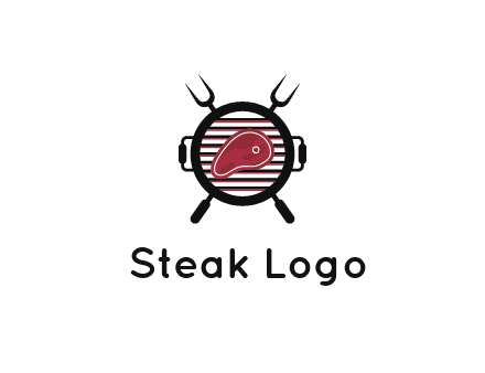 forks behind steak on grill