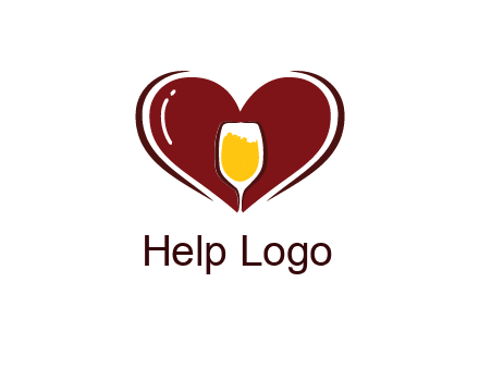 wine glass in heart