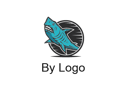angry shark in circle