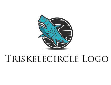 angry shark in circle