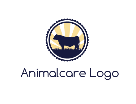 bull in field in circle
