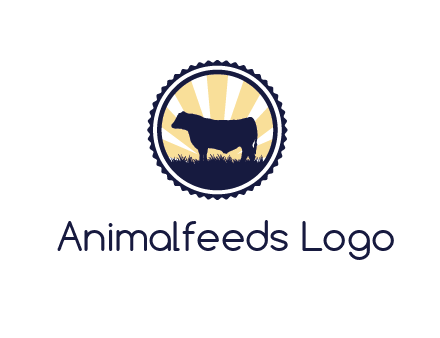 bull in field in circle