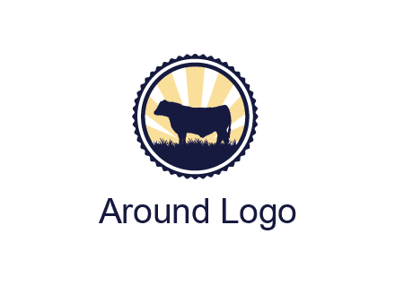 bull in field in circle