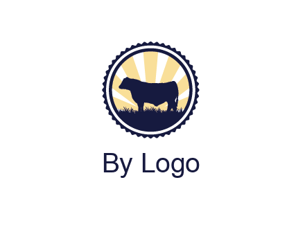 bull in field in circle