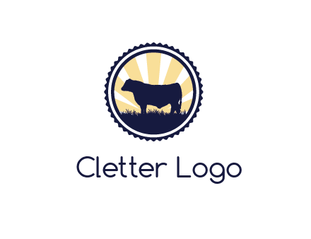 bull in field in circle
