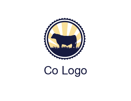 bull in field in circle