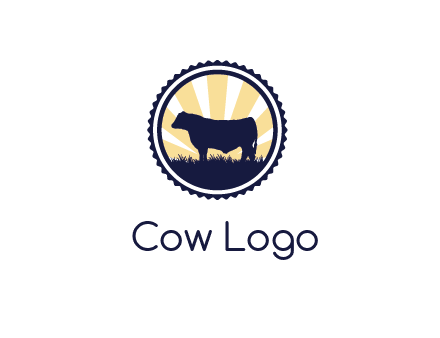 bull in field in circle