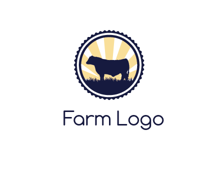 bull in field in circle