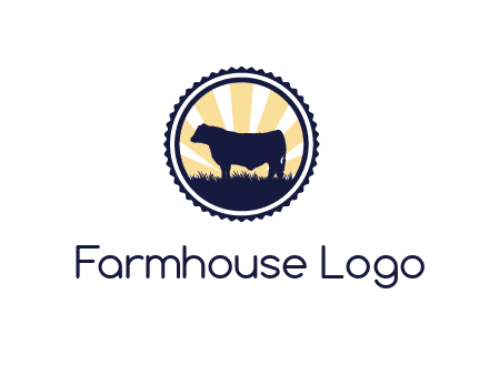 bull in field in circle