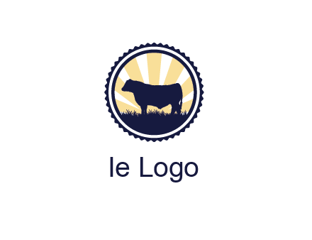 bull in field in circle