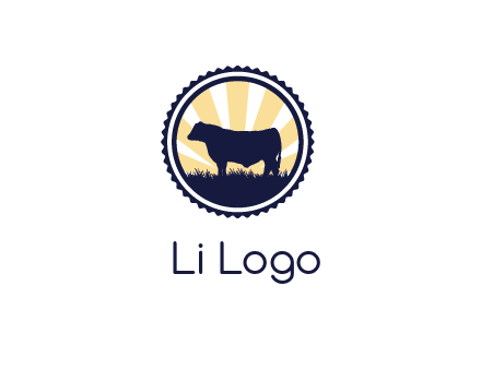 bull in field in circle