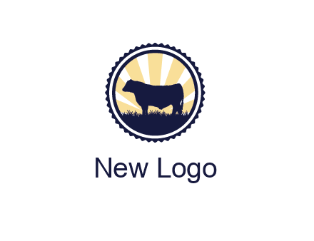 bull in field in circle