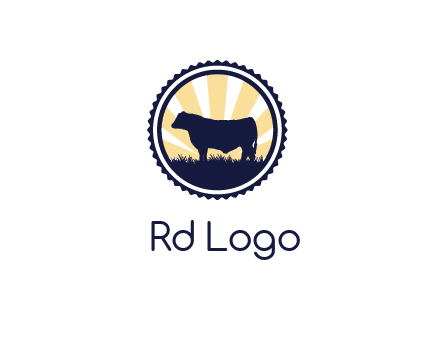 bull in field in circle
