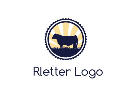 bull in field in circle