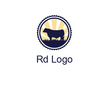 bull in field in circle