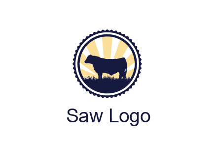 bull in field in circle