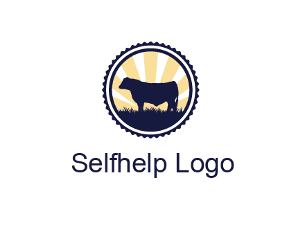 bull in field in circle
