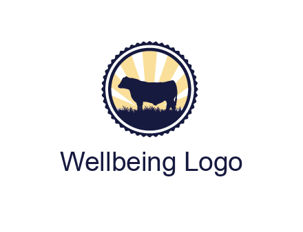bull in field in circle