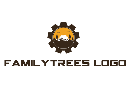 sunset behind trees in gear 