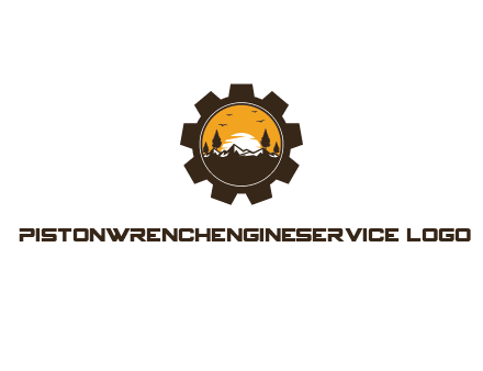 sunset behind trees in gear 