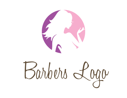 silhouette of woman body in circle beauty logo