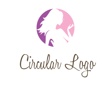 silhouette of woman body in circle beauty logo