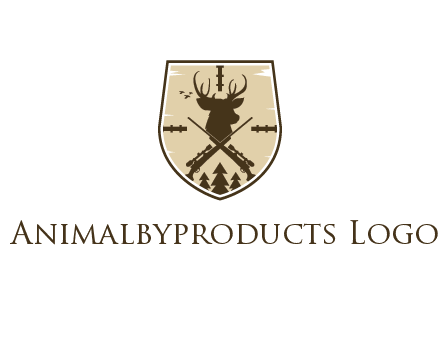 deer head with target and hunting rifles