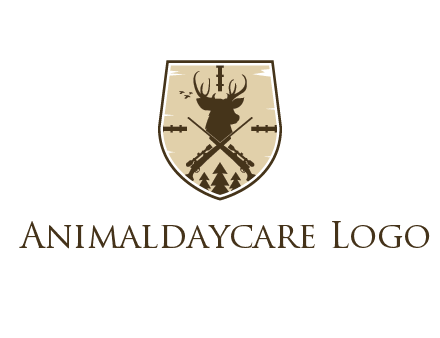deer head with target and hunting rifles