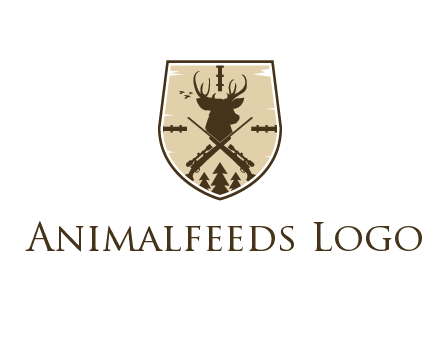 deer head with target and hunting rifles
