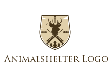 deer head with target and hunting rifles