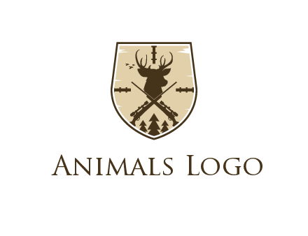 deer head with target and hunting rifles