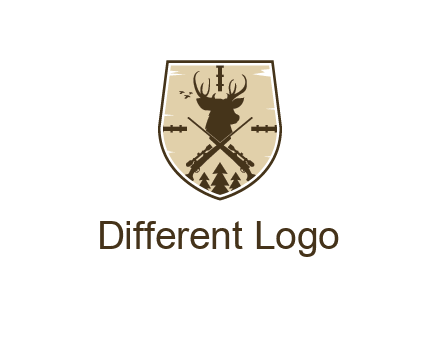 deer head with target and hunting rifles