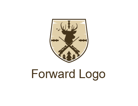 deer head with target and hunting rifles