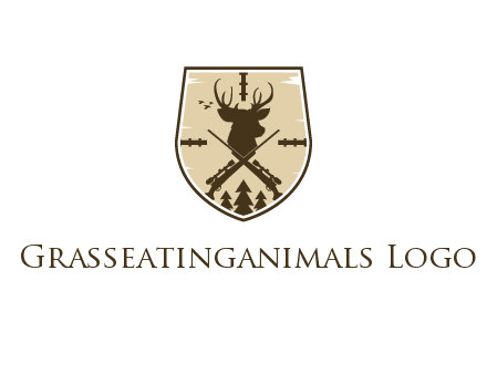 deer head with target and hunting rifles