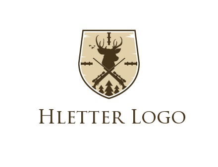 deer head with target and hunting rifles