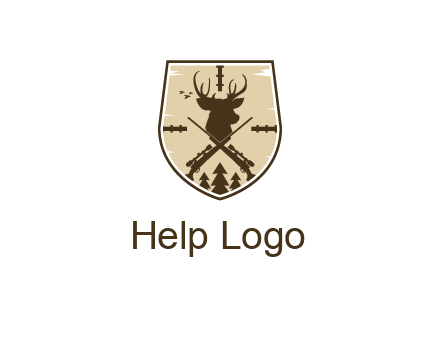 deer head with target and hunting rifles