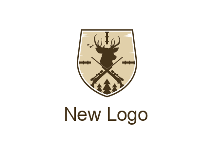deer head with target and hunting rifles