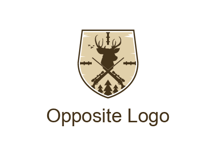 deer head with target and hunting rifles