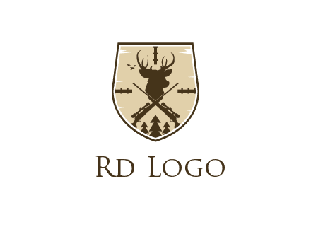 deer head with target and hunting rifles