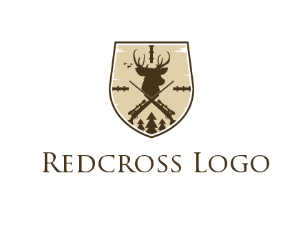 deer head with target and hunting rifles
