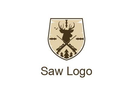 deer head with target and hunting rifles